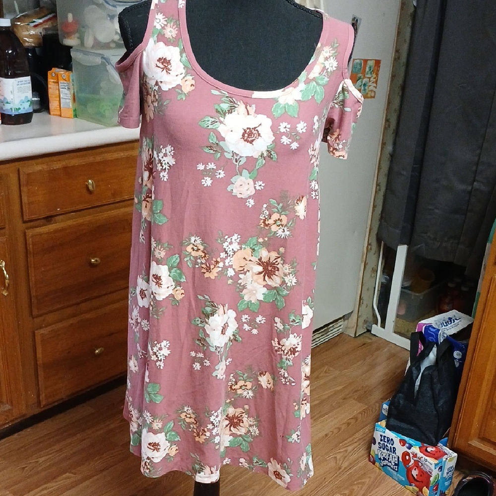 Planet Gold Pink and Green Floral Dress